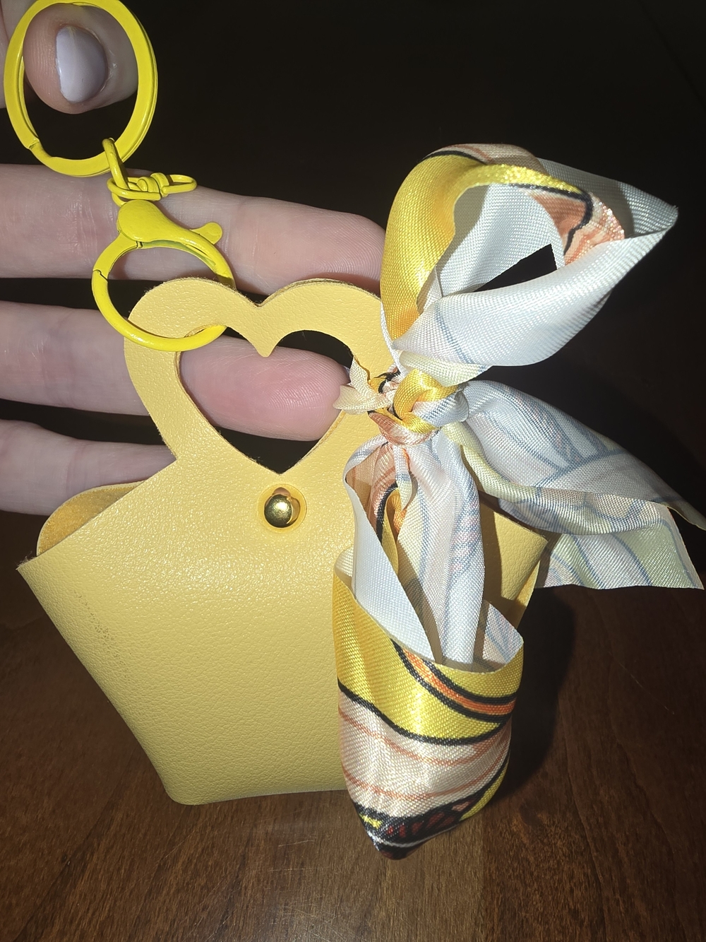 Yellow Heart Mini Bag Keychain with Scarf